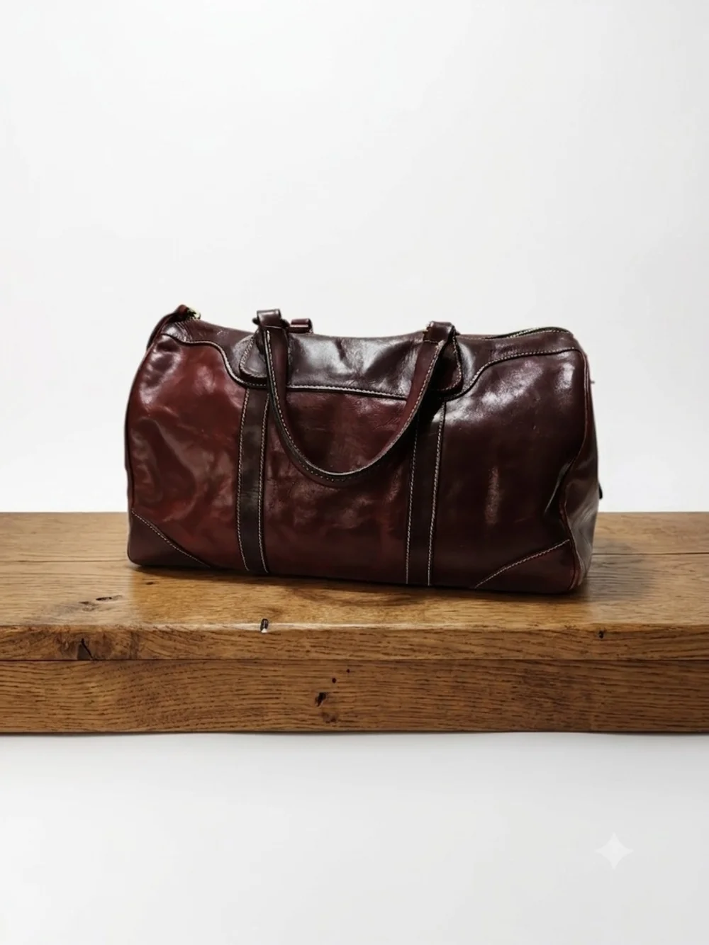 Holland Sport USA Burgundy Leather Travel Weekender Duffle Bag 17